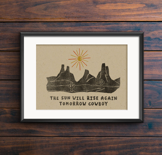 Bargain Sun Rise Cowboy P rint