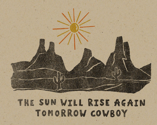 Bargain Sun Rise Cowboy P rint