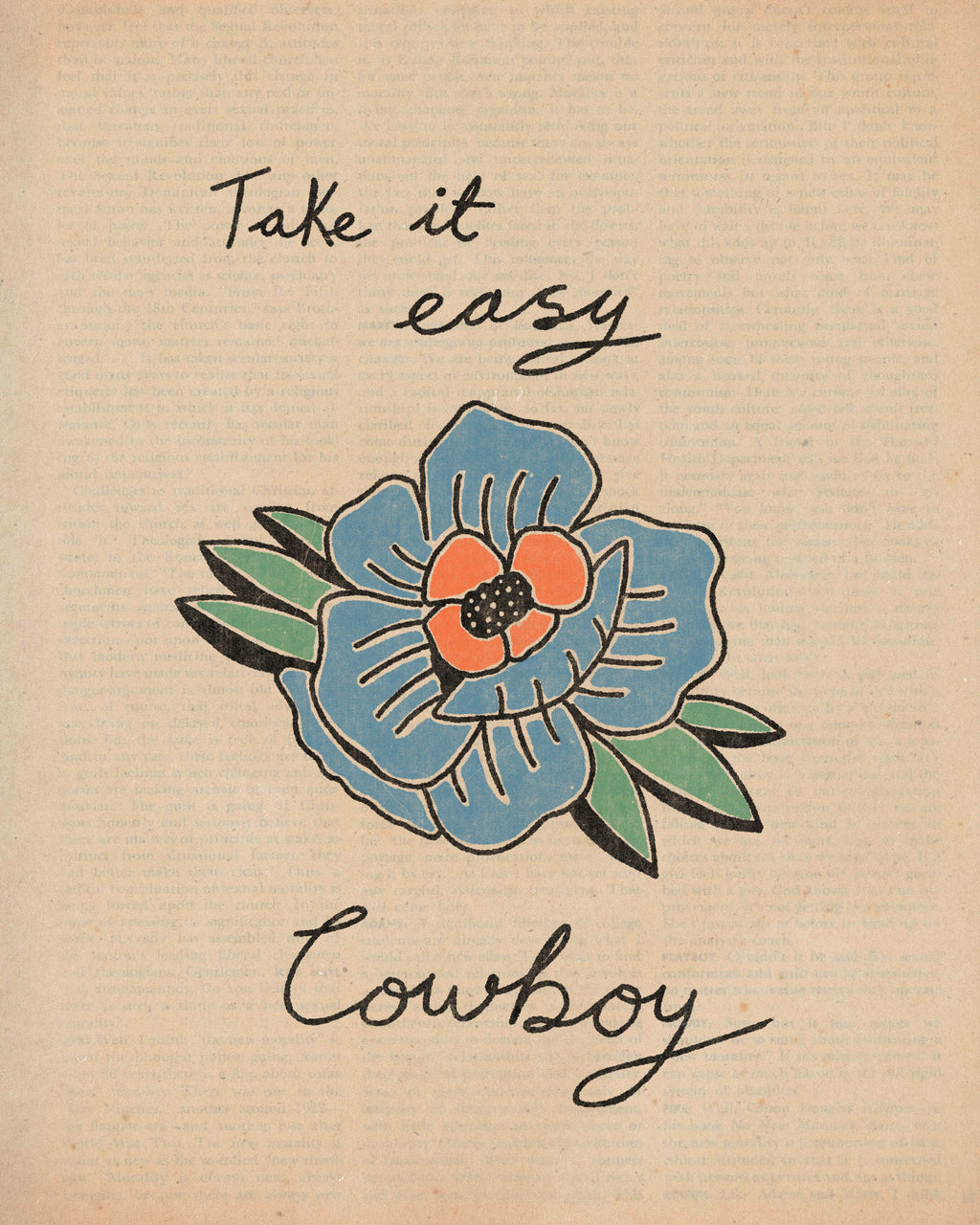 Bargain Take It Easy Cowboy Flower Print