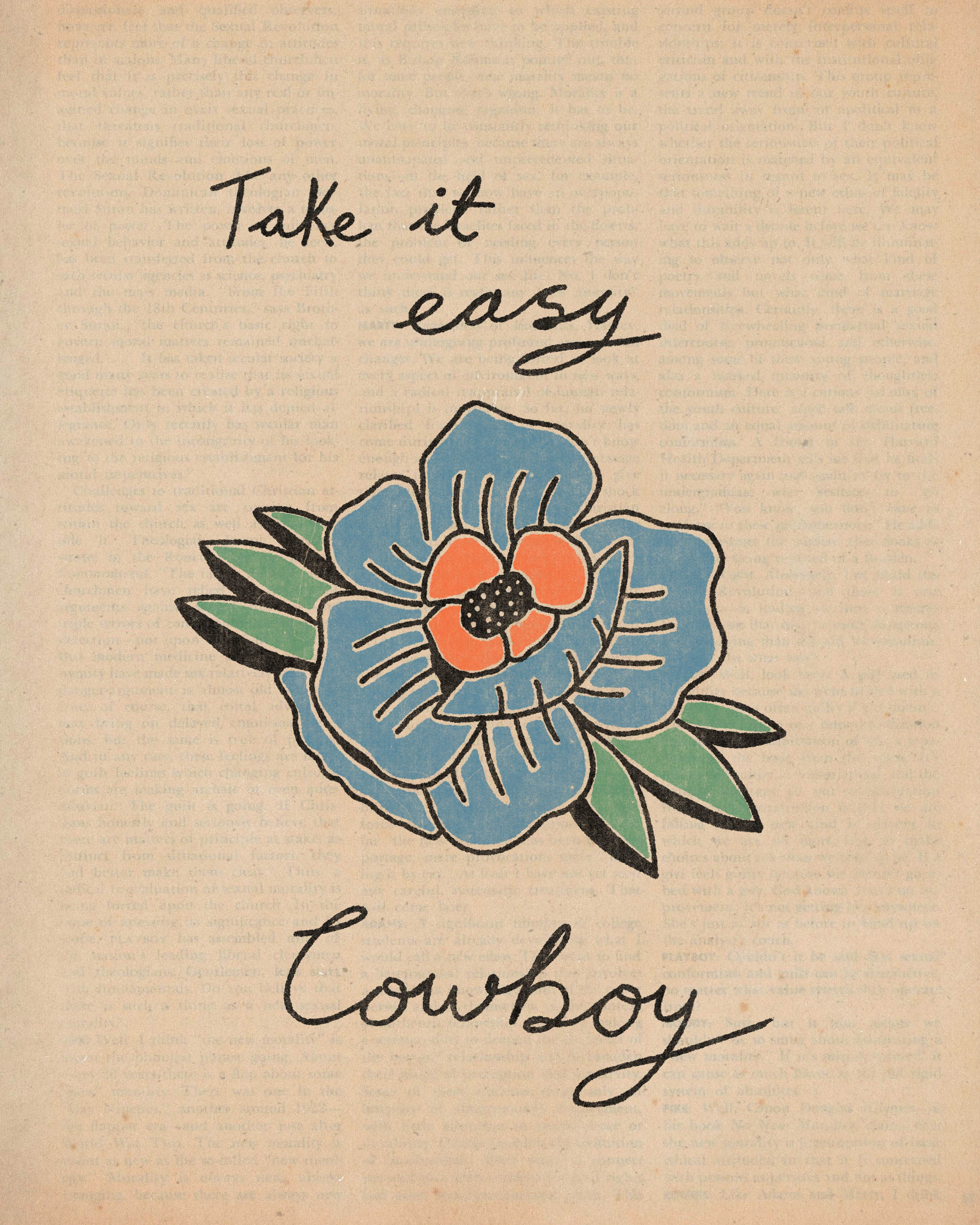 Bargain Take It Easy Cowboy Flower Print