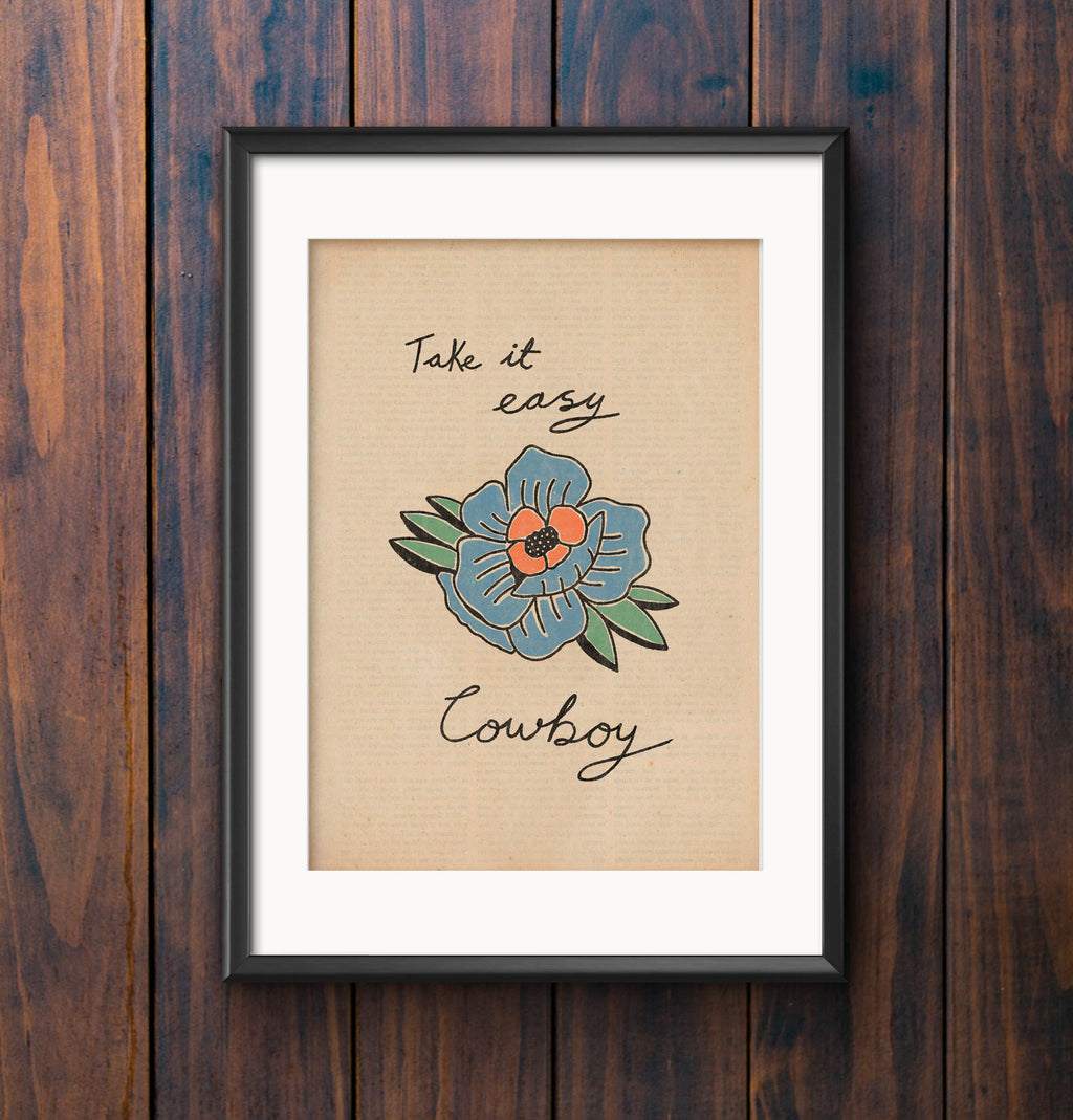 Bargain Take It Easy Cowboy Flower Print