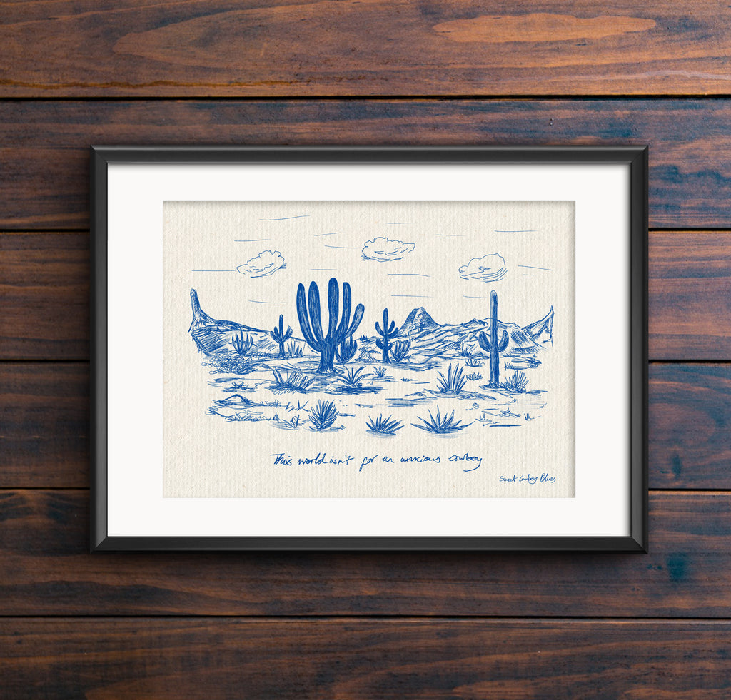 This World Isn't For An Anxious Cowboy Print | Queer Art